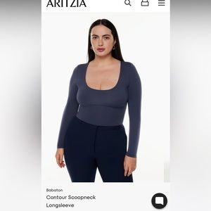 Aritzia Babaton Contour Scoopneck Long Sleeve, Total Eclipse, Size Medium